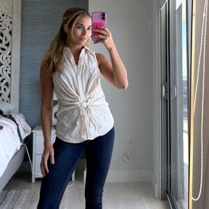 Nine West Sleeveless Blouse with a Tie Front